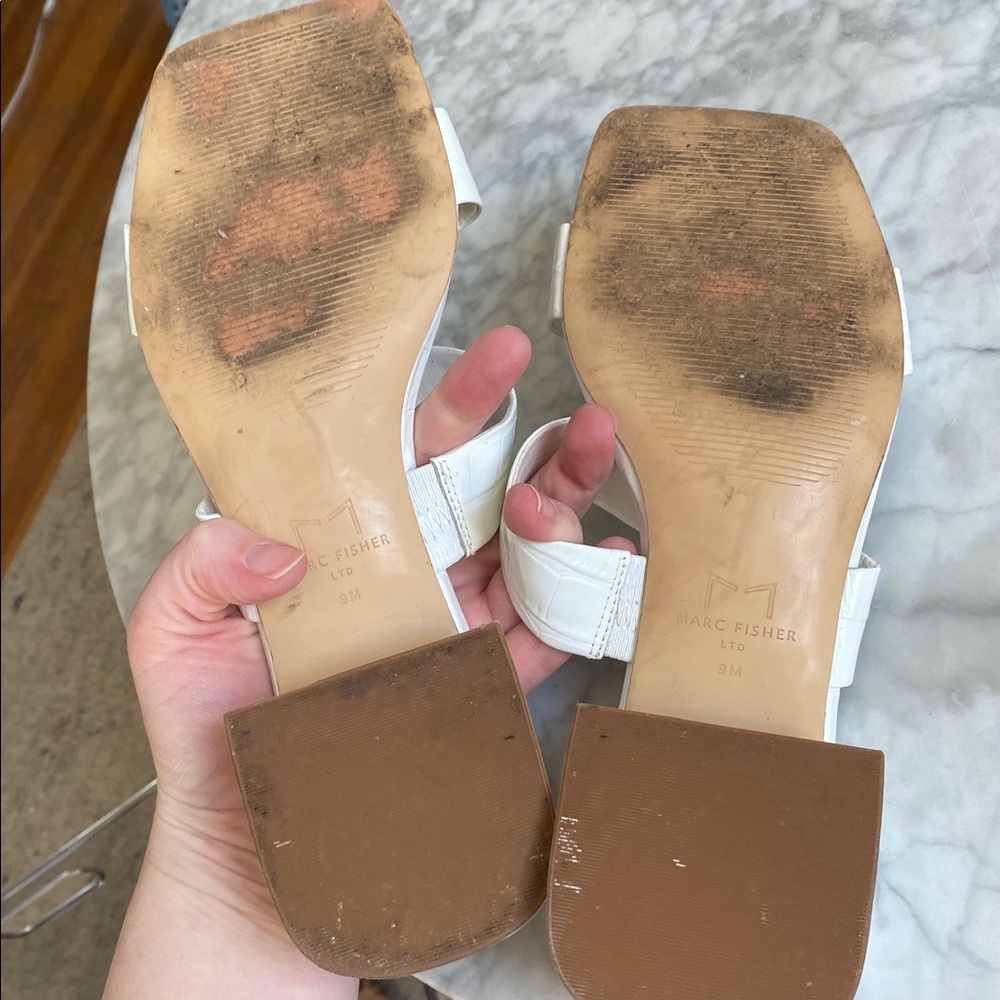 Marc Fisher White Women's Slide Sandals - Picture 9 of 11